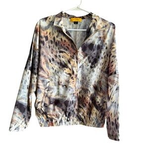 ST.JOHN Lightweight Animal Print Designer Zip Jacket Size XS Small